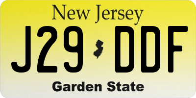 NJ license plate J29DDF