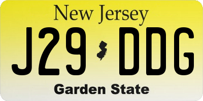 NJ license plate J29DDG