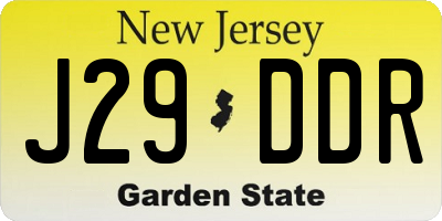 NJ license plate J29DDR