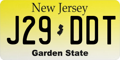 NJ license plate J29DDT