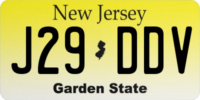 NJ license plate J29DDV