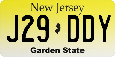 NJ license plate J29DDY