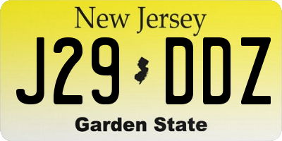 NJ license plate J29DDZ