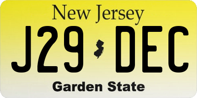 NJ license plate J29DEC