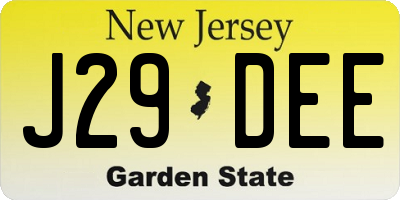 NJ license plate J29DEE