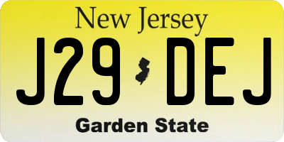 NJ license plate J29DEJ