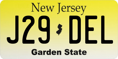 NJ license plate J29DEL