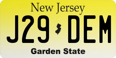 NJ license plate J29DEM