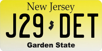NJ license plate J29DET