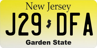 NJ license plate J29DFA