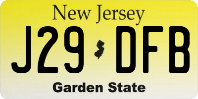 NJ license plate J29DFB