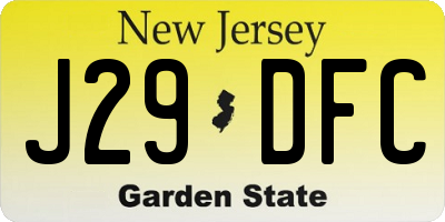 NJ license plate J29DFC