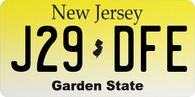 NJ license plate J29DFE