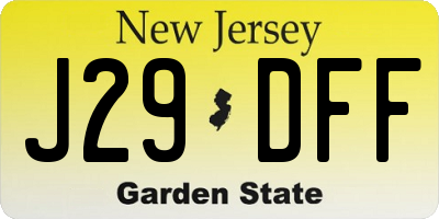 NJ license plate J29DFF