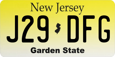 NJ license plate J29DFG