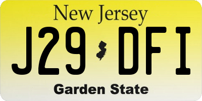 NJ license plate J29DFI
