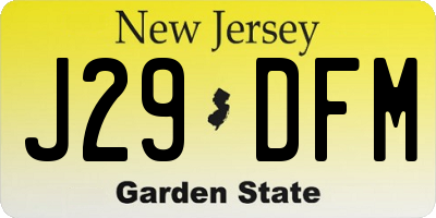 NJ license plate J29DFM