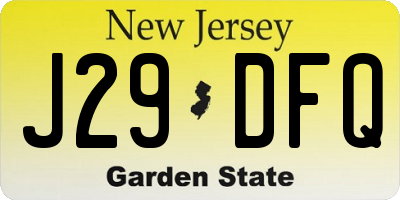 NJ license plate J29DFQ