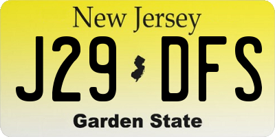 NJ license plate J29DFS