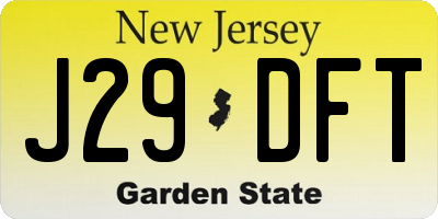 NJ license plate J29DFT