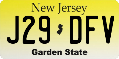 NJ license plate J29DFV
