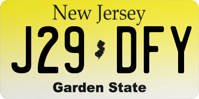 NJ license plate J29DFY