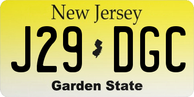 NJ license plate J29DGC