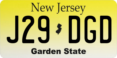NJ license plate J29DGD