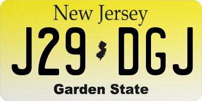 NJ license plate J29DGJ