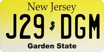 NJ license plate J29DGM