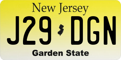 NJ license plate J29DGN