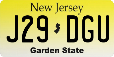NJ license plate J29DGU