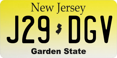 NJ license plate J29DGV
