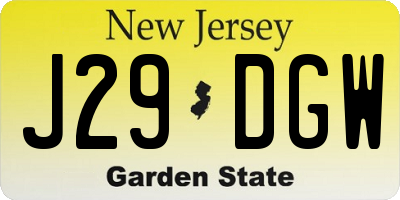 NJ license plate J29DGW