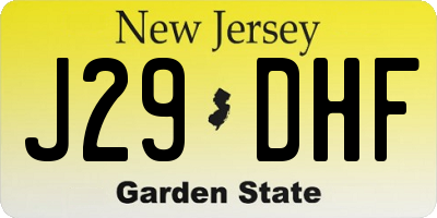 NJ license plate J29DHF