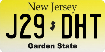NJ license plate J29DHT