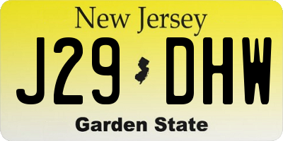 NJ license plate J29DHW