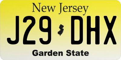 NJ license plate J29DHX