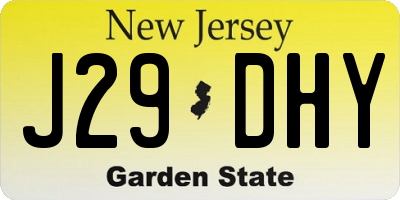 NJ license plate J29DHY