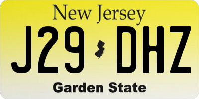 NJ license plate J29DHZ