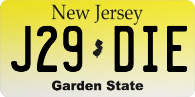 NJ license plate J29DIE