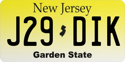 NJ license plate J29DIK