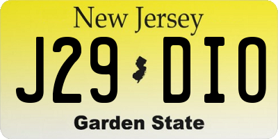 NJ license plate J29DIO