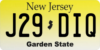 NJ license plate J29DIQ
