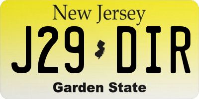 NJ license plate J29DIR