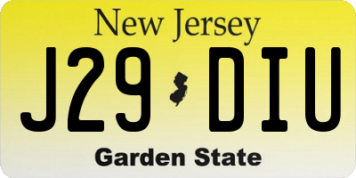 NJ license plate J29DIU