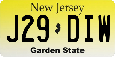 NJ license plate J29DIW