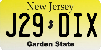 NJ license plate J29DIX