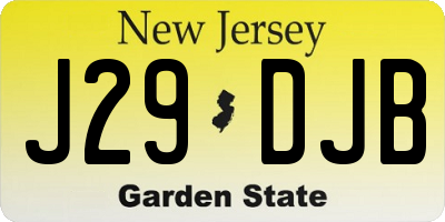 NJ license plate J29DJB