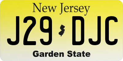 NJ license plate J29DJC